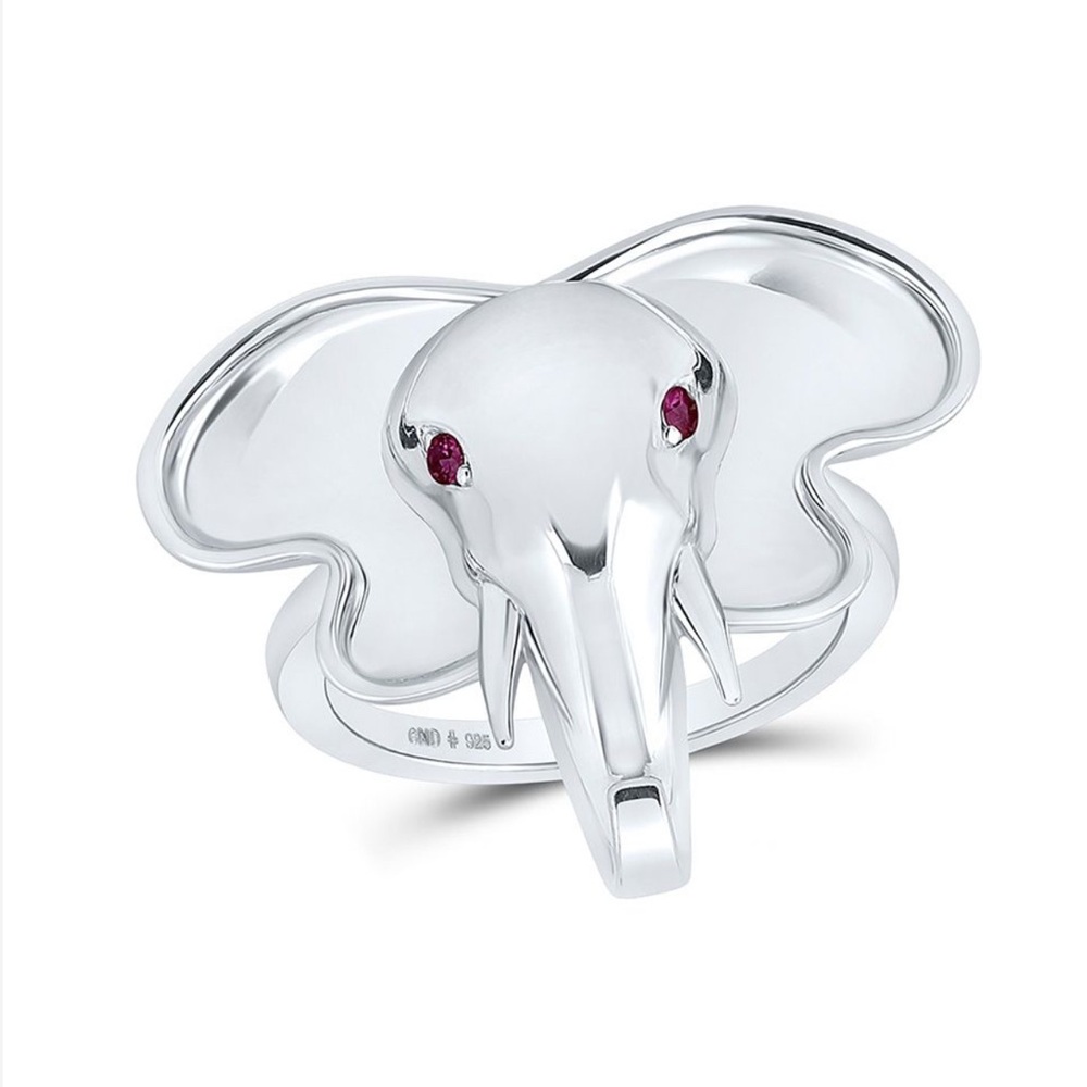 Silver Ruby Elephant elephant ring size 7 - Picture 2 of 2